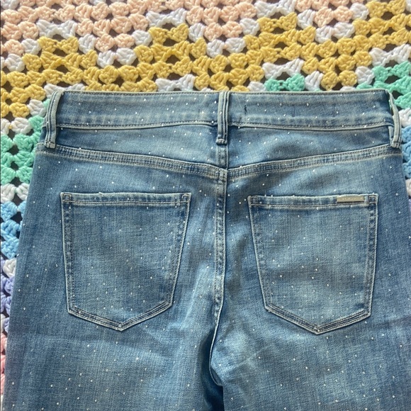 WHBM Crystal Sparkle High Rise Straight Everyday Soft Denim Jeans Sz 4 Stretch - Picture 10 of 12